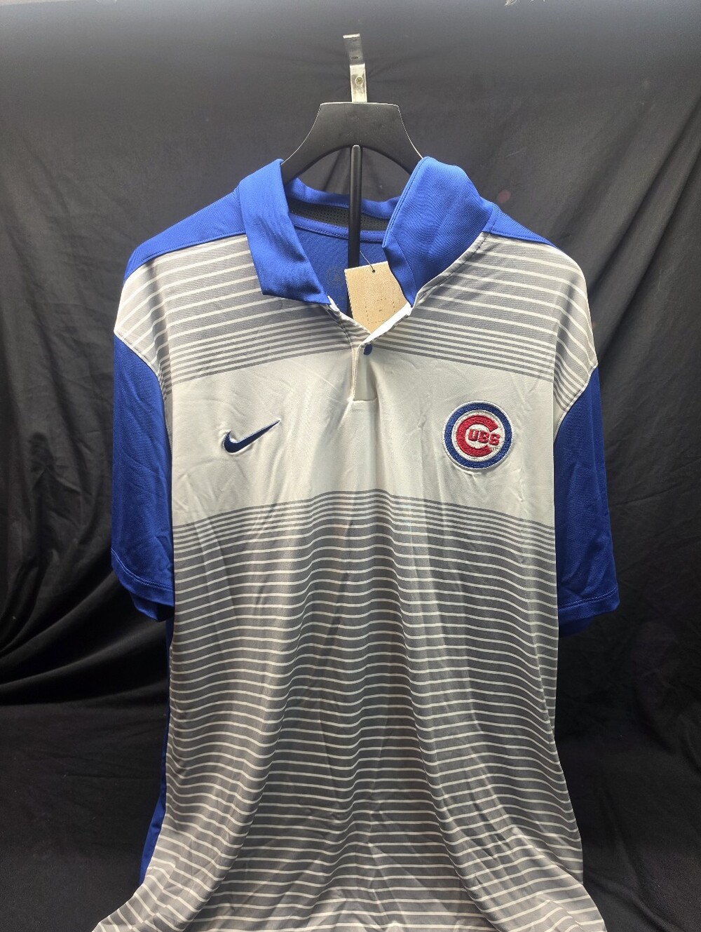 NWT Nike Chicago Cubs Dri-FIT Polo Men's XL Blue White Striped MLB Golf